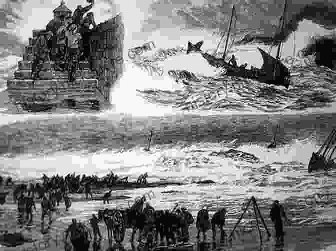 A Painting Depicting The Eyemouth Fishing Disaster Of 1881, With Fishing Boats Being Battered By A Fierce Storm And Men Struggling To Stay Afloat In The Tempestuous Waters. Black Friday: The Eyemouth Fishing Disaster Of 1881