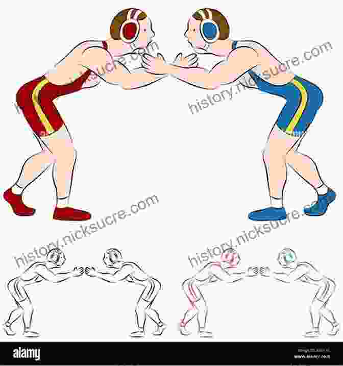 An Illustration Of Two Wrestlers Grappling On A Mat, With A Crowd Watching In The Background. Lessons In Wrestling And Physical Culture (Illustrated)