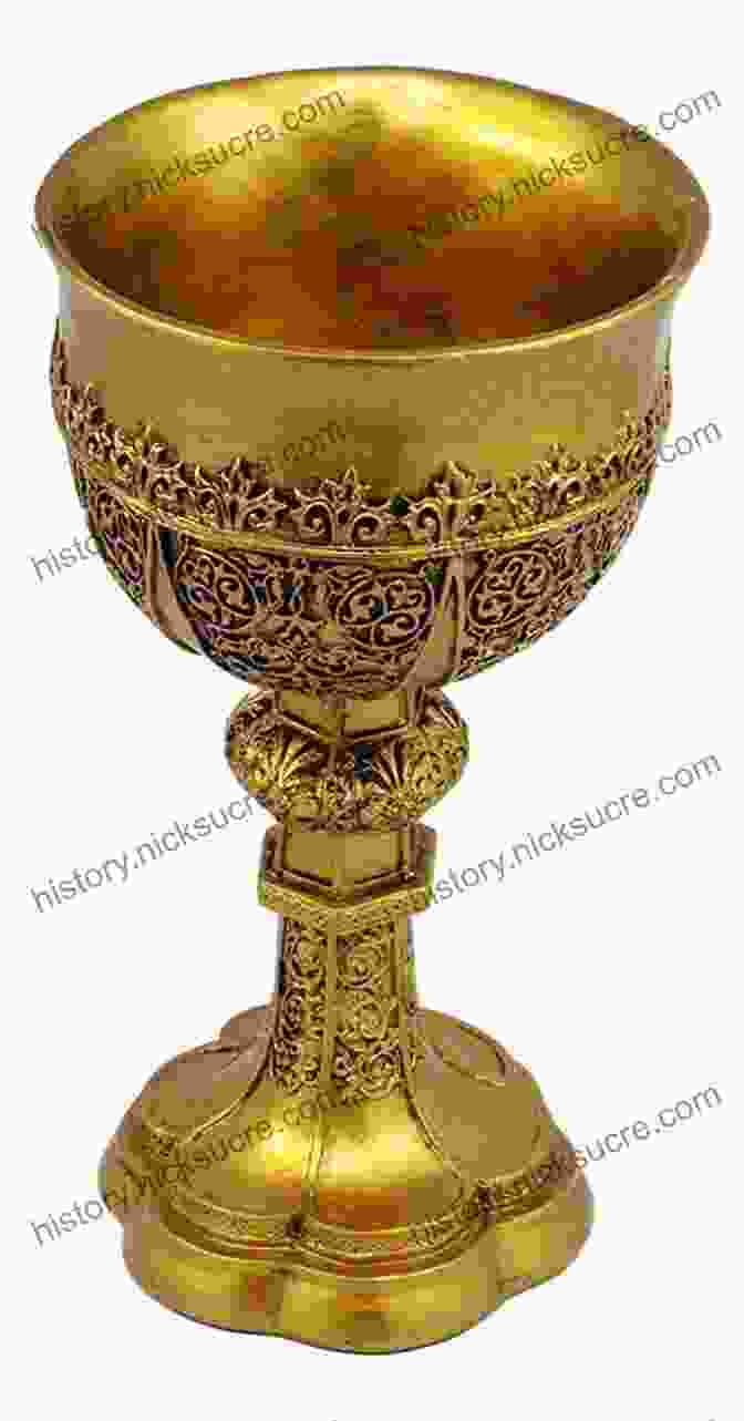 The Holy Grail, A Golden Chalice Shimmering With Ethereal Light, Surrounded By Knights And Maidens In Awe Of Its Divine Presence. Arthur King And The Knights Of The New Round Table